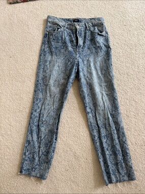 Express snake print raw hem jeans